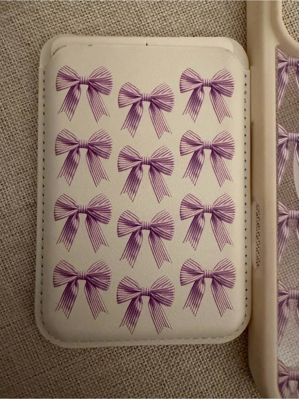 Lavender Bow MagSafe iPhone 17 Pro Case w/ Magnetic Card Wallet Stand NWOT